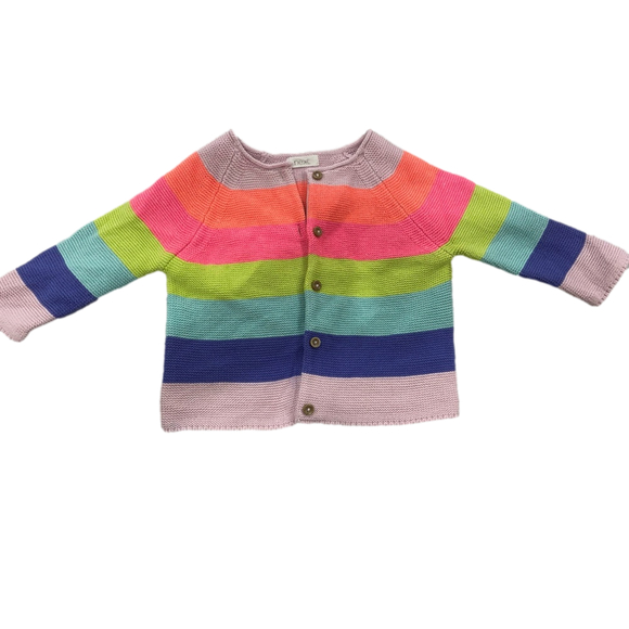 Next  Fluro Rainbow Stripe Cardigan size 9-12 mo and 6-7 years - Picture 3 of 7